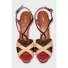 Raffia and leather heeled sandals