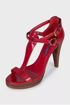 Red wedge-heeled sandals