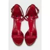 Red wedge-heeled sandals