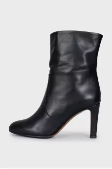 Black leather ankle boots with heels