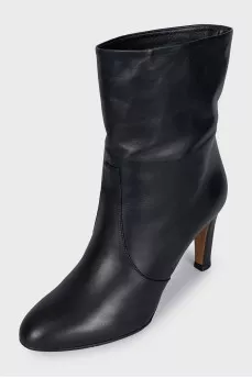 Black leather ankle boots with heels