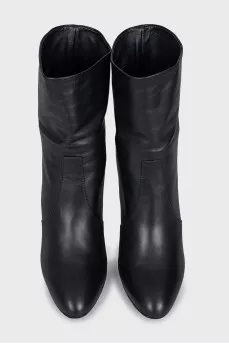 Black leather ankle boots with heels