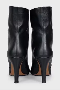 Black leather ankle boots with heels
