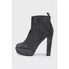 Grey suede ankle boots with heels
