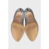 Silver leather open-toe shoes