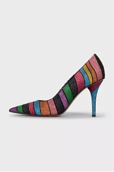 Shiny striped pumps