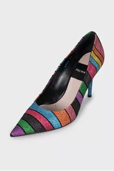 Shiny striped pumps