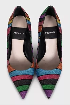 Shiny striped pumps