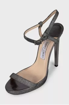 Silver textile sandals