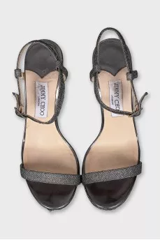 Silver textile sandals