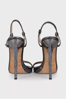Silver textile sandals