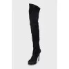 Suede over-the-knee boots with decorative soles