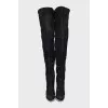 Suede over-the-knee boots with decorative soles