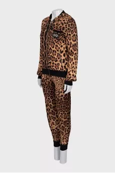 Leopard print three-piece suit