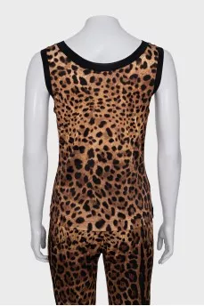 Leopard print three-piece suit