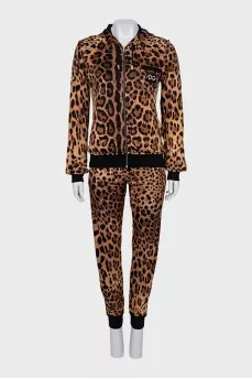 Leopard print three-piece suit