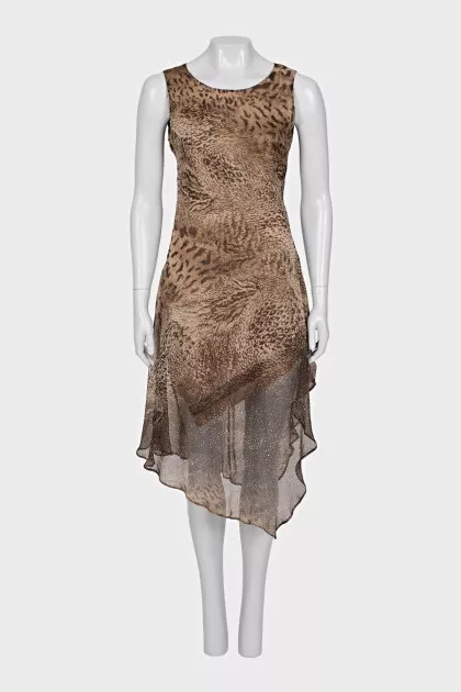 Asymmetrical dress in animal print