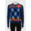 Wool and cashmere jumper with diamond pattern