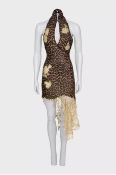 Animal print open back dress