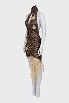 Animal print open back dress