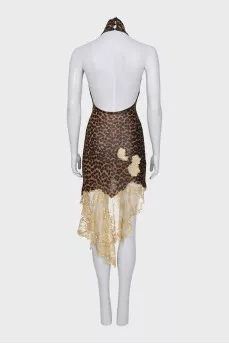 Animal print open back dress