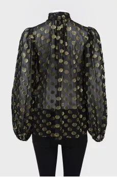 Transparent blouse with a bow with a tag
