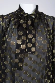 Transparent blouse with a bow with a tag