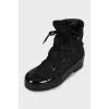 Lace-up boots made of textile and rubber