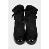 Lace-up boots made of textile and rubber