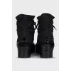 Lace-up boots made of textile and rubber