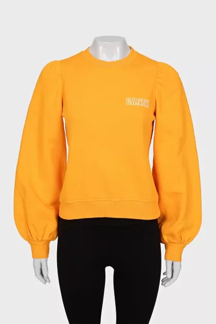 Orange sweatshirt with puff sleeves