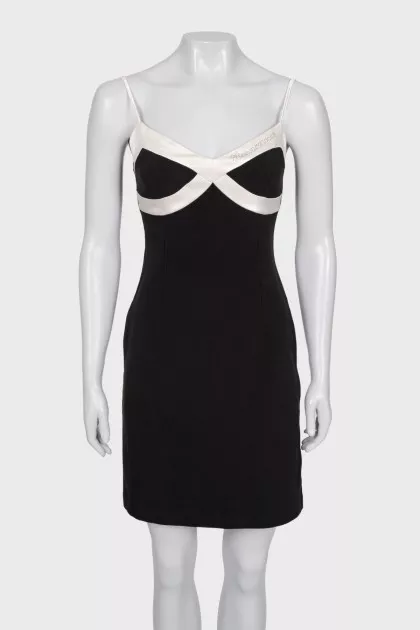 Black mini dress with white inserts