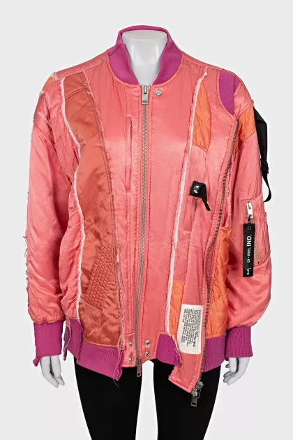 Oversized bomber jacket with raw edges