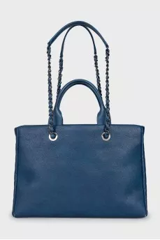 Blue leather tote