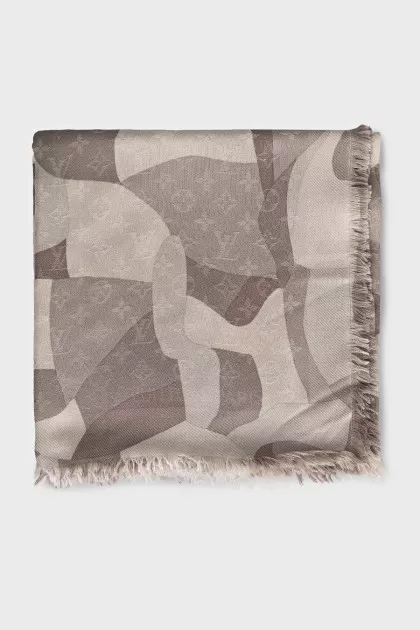 Silk and wool scarf with logo
