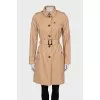 Beige single-breasted trench coat