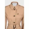 Beige single-breasted trench coat