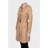 Beige single-breasted trench coat
