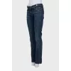 Blue straight-leg jeans with silver logo