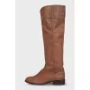 Brown matte leather boots