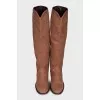 Brown matte leather boots