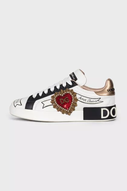 Leather Portofino sneakers with patches