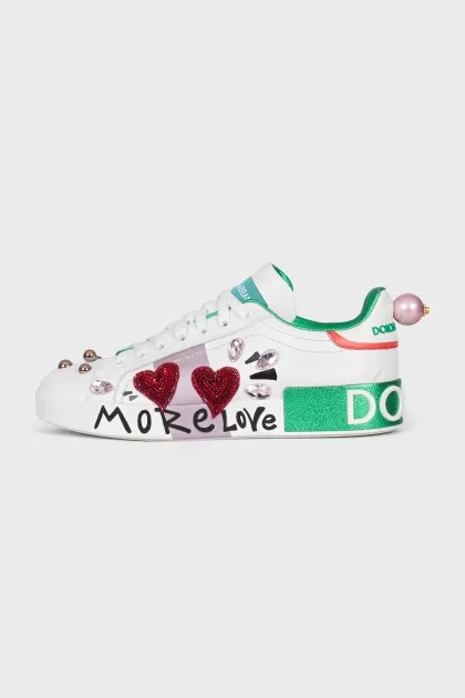 Leather sneakers with Portofino decor