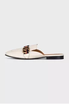 White leather mules