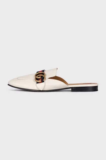 White leather mules