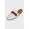 White leather mules