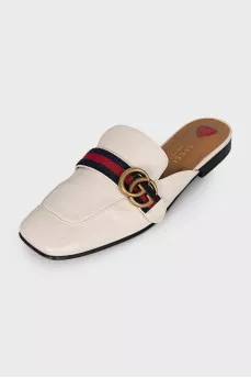 White leather mules