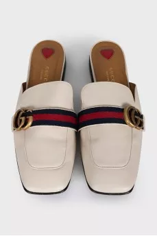 White leather mules