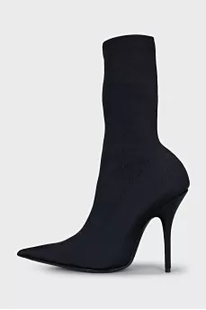 Textile ankle boots with heels