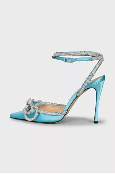 Satin slingbacks decorated with crystals